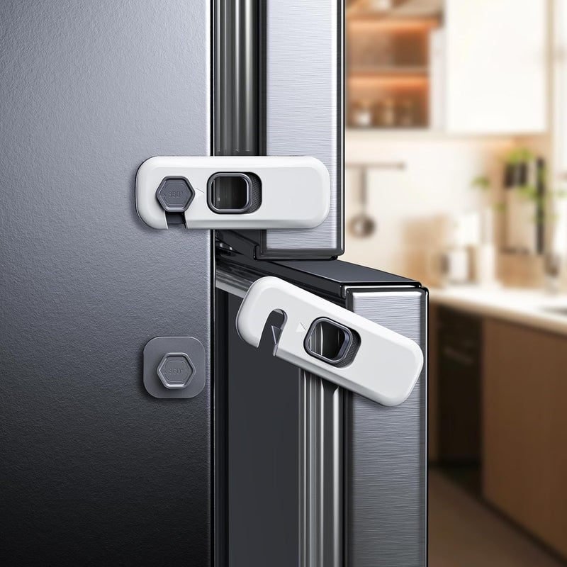 Blissleaf 5-Pack Fridge Locks, Child Proof Refrigerator/Freezer Door Lock, Child Safety Cabinet Lock with Adhesive Pads -Freezer Latch to Keep Door Closed for Latches,Drawer,Closets,Oven (Grey) - Image 1